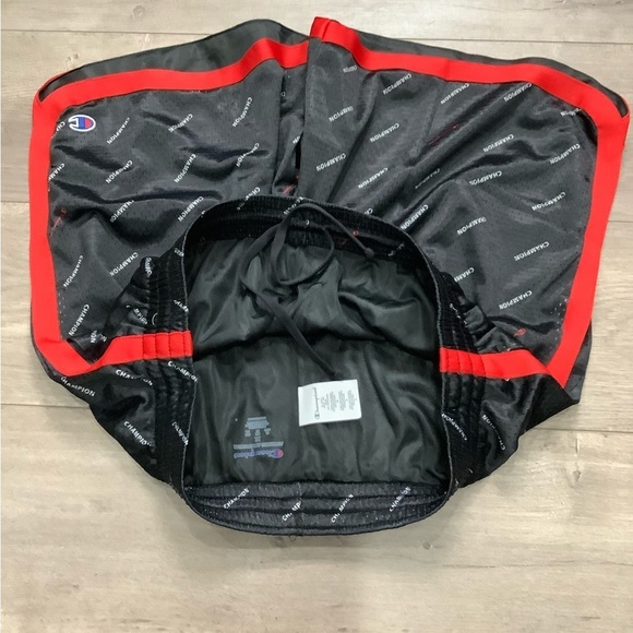Mens Champion XL 40 - 42 Shorts Logo Black Red Basketball Jersey Mesh Drawstring - Picture 7 of 10